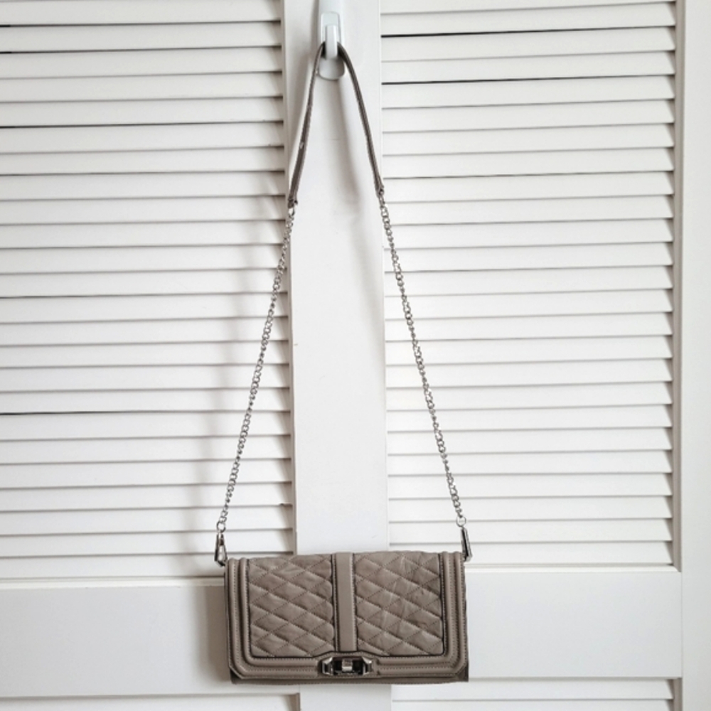 REBECCA MINKOFF Leather Flap Crossbody Silver Chain Strap